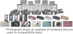 * Photograph shows an example of hardware devices used in compatibility tests.