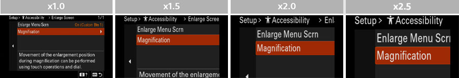 Image: The operation screen enlarged in three stages from normal size