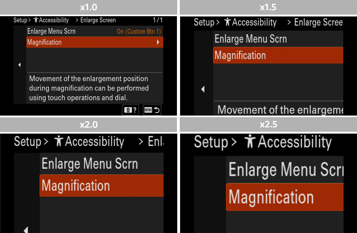 Image: The operation screen enlarged in three stages from normal size