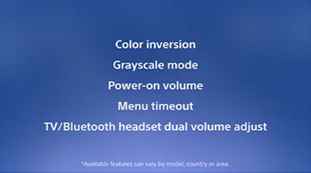 Image: Menu of BRAVIA's accessibility (user support) features