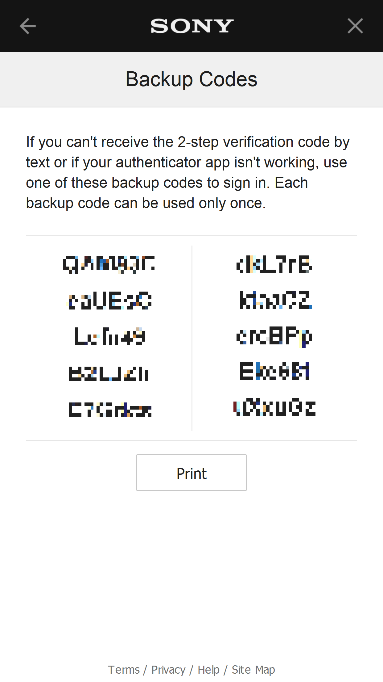 google authenticator backup codes list
