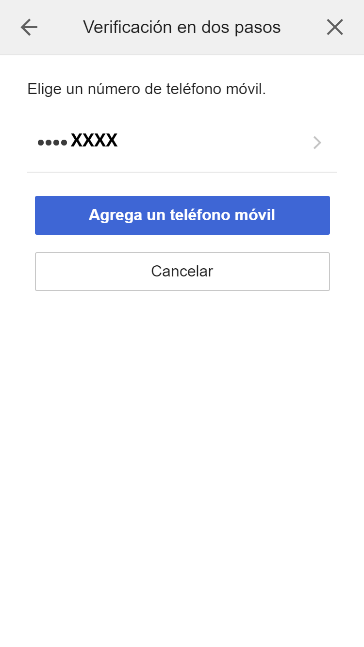 2-Step Verification Phone select