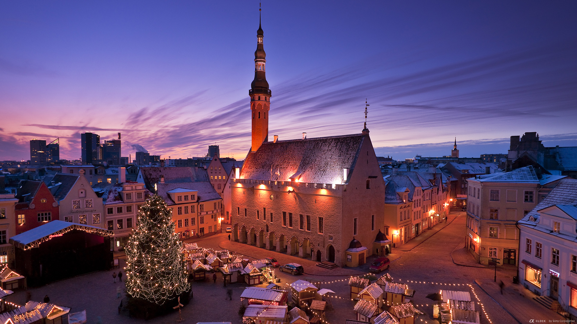 Sony Global A Clock World Time Captured By A Historic Centre Old Town Of Tallinn