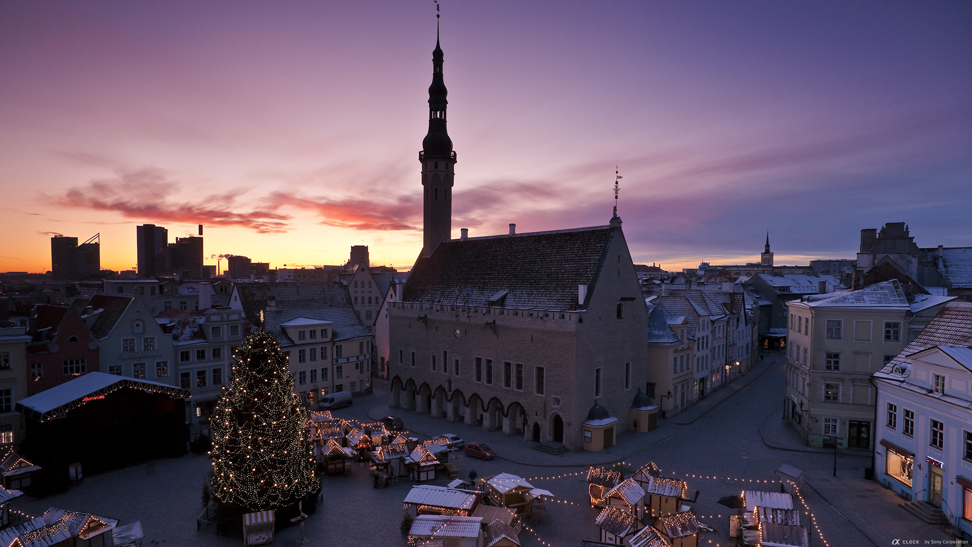 Sony Global A Clock World Time Captured By A Historic Centre Old Town Of Tallinn