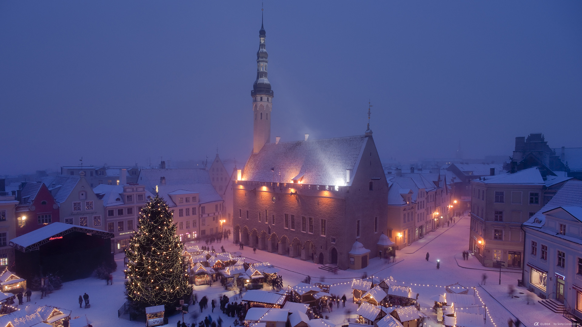 Sony Global A Clock World Time Captured By A Historic Centre Old Town Of Tallinn